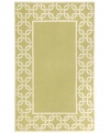 A traditional graphic set in a creamy, muted sage background makes this Promenade area rug the perfect update indoors or out. UV stabilized to minimize fading, the fashion-forward, durable, easy-to-clean rug is sure to put a little pop of color wherever placed.