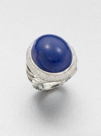From the Signature Oval Collection. A domed lapis cabochon set in sterling silver accented with brilliant diamonds. LapisDiamonds, .81 tcwSterling silverWidth, about 1Imported From the Signature Oval Collection. A domed lapis cabochon set in sterling silver accented with brilliant diamonds. LapisDiamonds, .81 tcwSterling silverWidth, about 1Imported