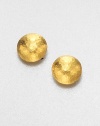 A simply chic design in radiant and luxurious, hammered 24k gold. 24k goldSize, about .5Post backImported 