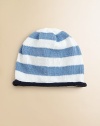 Sure to become a keepsake, this adorable hat combines both style and practicality in one great gift. Crafted in a combination of wide stripes with a rolled edge and the softness of pure cotton. CottonMachine washMade in USAFOR PERSONALIZATION Select a quantity, then scroll down and click on PERSONALIZE & ADD TO BAG to choose and preview your personalization options. Please allow 4-6 weeks for delivery. 