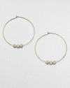 From the Brilliance Collection. A slender wire hoop, adorned with three sparkling beads, creates a look of understated glamour.GlassGoldtoneDiameter, about 1.25PiercedImported
