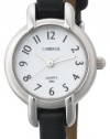 Carriage Women's C7A211 Silver-Tone Round Case White Dial Black Croco Strap Watch