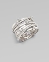 Textural 18k white gold - punctuated by luminous diamonds - and pavé diamond bands richly intermingle.Diamonds, 0.42 tcw 18k white gold Diameter, about ¾ Made in Italy