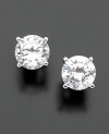 B. Brilliant 18K Gold over Sterling Silver Earrings, Cubic Zirconia 6.5mm Stud