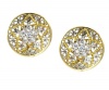 B. Brilliant 18K Gold Over Sterling Silver Filigree and Cubic Zirconia Circle Button Earrings