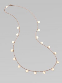 From the Ippolita Rosé Collection. A long, graceful chain sprinkled with delicate discs of 18k gold and sterling silver, richly finished with the subtle glow of 18k rose goldplating. An alloy of 18K gold and sterling silver plated with 18K rose gold Length, about 37 Lobster clasp Imported