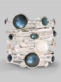 From the Wonderland Collection. Multi-sized, faceted drops ovals of clear quartz are backed by discs of mother-of-pearl and set in a graceful bangle of hammered sterling silver. Clear quartz and white mother-of-pearl Sterling silver Diameter, about 2¾ Imported Please note: Bracelets sold separately. From the Wonderland Collection. Multi-sized, faceted drops ovals of clear quartz are backed by discs of mother-of-pearl and set in a graceful bangle of hammered sterling silver. Clear quartz and white mother-of-pearl Sterling silver Diameter, about 2¾ Imported Please note: Bracelets sold separately.