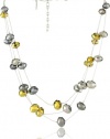 Nine West Metallic Affair Hematite and Silver-Tone Triple Illusion Necklace