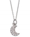 Light up the night, and your look! B. Brilliant's beautiful moon pendant twinkles with the addition of round-cut cubic zirconias (1/8 ct. t.w.). Crafted in sterling silver. Approximate length: 18 inches + 3-inch extender. Approximate drop: 5/8 inch.