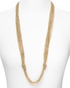 Aqua's knotted necklace will give every look an instant shot of edgy texture, accented by dramatic multi chain links. Wear it to adorn a downtown look.