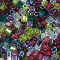 Miyuki 4mm Glass Cube Beads Color Mix Lavender Garden 10 Grams Miyuki 4mm Glass Cube Beads Color Mix Lavender Garden 10 Grams
