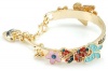 Origin Creation Gold Plated Juicy Enamel Butterfly Flower Charm Half Bangle Bracelet