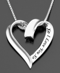 Say it with style. This touching pendant features I Love You inscribed on a beautiful heart. Crafted in sterling silver. Approximate length: 18 inches. Approximate drop: 1 inch. Say it with style. This touching pendant features I Love You inscribed on a beautiful heart. Crafted in sterling silver. Approximate length: 18 inches. Approximate drop: 1 inch.