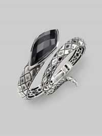 From the Jewels Verne Collection. A coil of crosshatched sterling silver with a faceted grey cat's eye and quartz stone.Cat's eye Quartz Sterling silver Diameter, about 2½ Imported From the Jewels Verne Collection. A coil of crosshatched sterling silver with a faceted grey cat's eye and quartz stone.Cat's eye Quartz Sterling silver Diameter, about 2½ Imported