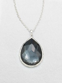 From the Wonderland Collection. Faceted, teardrop shaped hematite doublet set in hammered sterling silver on a link chain. Hematite doubletSterling silverLength, about 16-18 adjustablePendant size, about 1.3Lobster clasp closureImported 