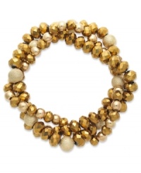 Relive the golden age with this torsade bracelet from Charter Club. Plastic and glass beads form delicate clusters, creating a stylish design. Crafted in gold tone mixed metal. Approximate length: 7-1/2 inches. Relive the golden age with this torsade bracelet from Charter Club. Plastic and glass beads form delicate clusters, creating a stylish design. Crafted in gold tone mixed metal. Approximate length: 7-1/2 inches.