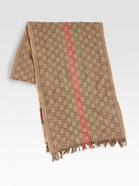 GG-pattern scarf in fine wool with web detail and micro-fringe at the ends. 13.8 X 70.9 Wool Dry clean Made in Italy GG-pattern scarf in fine wool with web detail and micro-fringe at the ends. 13.8 X 70.9 Wool Dry clean Made in Italy