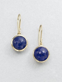 From the Lollipop Collection. Rich, faceted lapis set in radiant 18k gold in a pretty drop design. 18k goldLapisDrop, about 1Hook backImported 