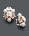 Embrace your feminine side in pretty pastel bouquets. Pink and white freshwater mother of pearl (10-12 mm) and cultured freshwater pearls (7-1/2-8 mm) combine to create a a whimsical look. Approximate drop: 1 inch.