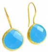 18KT Gold Vermeil Indigo Blue Small Quartz Pear Drop Earrings 925 Sterling Silver Bezel Set Gemstone Drops, Kyle Richards