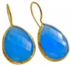 18KT Gold Vermeil Large Royal Blue Quartz Teardrop Earrings 925 Sterling Silver Bezel Set Gemstone Drops, Kyle Richards