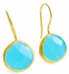 18KT Gold Vermeil Small Aqua Blue Quartz Drop Earrings 925 Sterling Silver Bezel Set Gemstone Drops, Kyle Richards
