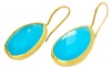 18KT Gold Vermeil Blue Quartz Large Teardrop Earrings 925 Sterling Silver Bezel Set Gemstone Drops, Kyle Richards