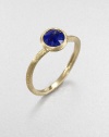 From the Jaipur Resort Collection. A delicate, brushstroke texture distinguishes the band and setting of this stunningly simple ring, topped with a faceted stone of deeply hued, gold-flecked lapis.Lapis18k yellow goldDiameter, about .25Made in Italy