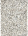 Safavieh Leather Shag Collection Metro Handmade Leather Area Rug,Grey and White