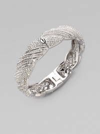 A beautiful twisted motif encrusted in pavé crystals for an exquisite design. Rhodium plated brassCrystalsDiameter, about 2¼Hinged push clasp closureImported A beautiful twisted motif encrusted in pavé crystals for an exquisite design. Rhodium plated brassCrystalsDiameter, about 2¼Hinged push clasp closureImported