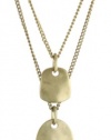 Kenneth Cole New York Gold Hammered Metal Two Row Necklace