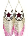 Betsey Johnson Flights of Fancy Horse Shoe and Multi-Chain Fringe Chandelier Drop Earrings