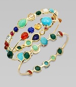 From the Rock Candy® Collection. A colorful design with a mix of dyed red agate, mother-of-pearl, lapis, gold green agate, turquoise and orange citrine set in a narrow 18k gold bangle. Dyed red agate, mother-of-pearl, lapis, gold green agate, turquoise and orange citrine18k goldDiameter, about 2½Slip-on styleImported Please note: Bracelets sold separately. 