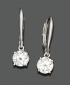 Captivating earrings by Eliot Danori. Featuring round-cut cubic zirconia (1 ct. t.w.) set in rhodium-plated silvertone mixed metal. Approximate drop: 1 inch.