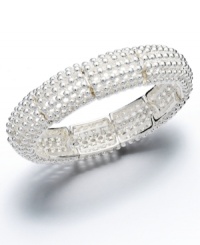 Perfect for a glamorous evening affair, or simple every day style. This Alfani bracelet features easy slip-on style crafted in silver tone mixed metal with a unique shot bead design. Bracelet stretches to fit wrist. Approximate length: 7-1/2 inches. Approximate diameter: 2 inches. Perfect for a glamorous evening affair, or simple every day style. This Alfani bracelet features easy slip-on style crafted in silver tone mixed metal with a unique shot bead design. Bracelet stretches to fit wrist. Approximate length: 7-1/2 inches. Approximate diameter: 2 inches.
