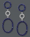 Blue-hued sparkle. Le Vian's stunning earrings feature cut-out circles and ovals decorated by round-cut sapphires (1-7/8 ct. t.w.) and diamonds (1/8 ct. t.w.). Set in 14k white gold. Approximate drop: 1-1/2 inches.