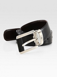Versatility is key with this smooth, reversible leather style with palladium-plated buckle, with logo detail.LeatherAbout 1¼ wideImported Versatility is key with this smooth, reversible leather style with palladium-plated buckle, with logo detail.LeatherAbout 1¼ wideImported