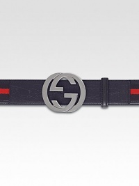 Adjustable, signature web belt with interlocking, silver GG buckle. About 1½ wide Made in Italy Adjustable, signature web belt with interlocking, silver GG buckle. About 1½ wide Made in Italy