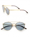 Small-frame metal sunglasses take a fresh approach to a cool vintage look. Available in gold frames with blue lenses.Metal100% UV ProtectionImported
