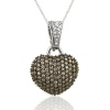 Effy Jewelry Effy® 14K White Gold Diamond and Cognac Diamond Heart Shaped Pendant 0.94 Twc