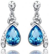 Arco Iris Eternal Love Teardrop Swarovski Elements Crystal Earrings for Women - Blue Topaz - 1140401