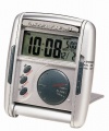 Seiko Travel Alarm Get Up and Glow Clock Silver-Tone Metallic Case