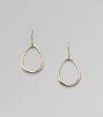 Uniquely shaped 18k yellow gold forms an imperfect oval for interest. ¾ long Imported