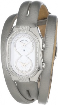 Philip Stein Women's 14DP-IDW-IPLDW Prestige Pave Diamond Platinum Double Wrap Silk Calf Strap Watch Philip Stein Women's 14DP-IDW-IPLDW Prestige Pave Diamond Platinum Double Wrap Silk Calf Strap Watch