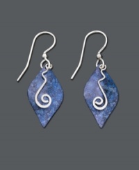 Dabble in the exquisite. These earrings by Jody Coyote offer a bold fashion statement with blue patina brass teardrops and an intricate sterling silver wire squiggle charm. Set in sterling silver. Approximate drop: 1-1/4 inches. Dabble in the exquisite. These earrings by Jody Coyote offer a bold fashion statement with blue patina brass teardrops and an intricate sterling silver wire squiggle charm. Set in sterling silver. Approximate drop: 1-1/4 inches.