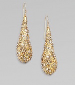 From the Miss Havisham Collection. Dazzling Swarovski crystals encrusted on goldtone teardrops. Swarovski crystalsGoldtoneDrop, about 214k gold filled French wireMade in USA