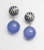 From the Elements Collection. A simply chic style with a blue chalcedoncy ball drop on a sleek, textured steering silver bead. Blue chalcedoncySterling silverWidth, about 1Post backImported 