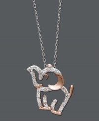 Perfectly symbolic -- an elephant with its trunk raised brings a lifetime of good luck. Rose gold over sterling silver pendant is accented by sparkling, round-cut diamonds (1/10 ct. t.w.). Approximate length: 18 inches. Approximate drop: 8/10 inch. Perfectly symbolic -- an elephant with its trunk raised brings a lifetime of good luck. Rose gold over sterling silver pendant is accented by sparkling, round-cut diamonds (1/10 ct. t.w.). Approximate length: 18 inches. Approximate drop: 8/10 inch.
