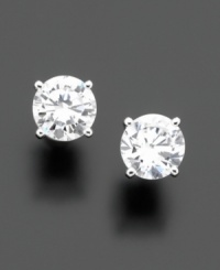 Convey timeless elegance with sparkling round-cut cubic zirconias (1-1/2 ct. t.w.). B. Brilliant earrings crafted in sterling silver with rhodium plating. Convey timeless elegance with sparkling round-cut cubic zirconias (1-1/2 ct. t.w.). B. Brilliant earrings crafted in sterling silver with rhodium plating.