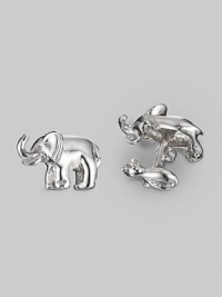 A fun design in sterling silver, with an elephant on the front and a mouse-shaped t-back. Elephant length, about 1 Made in USA A fun design in sterling silver, with an elephant on the front and a mouse-shaped t-back. Elephant length, about 1 Made in USA